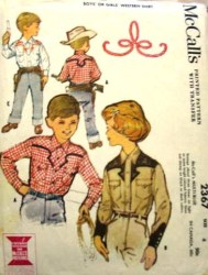 2367 1959 BOYS,GIRLS WESTERN SHIRT PATTERN 4 OR  10,12
